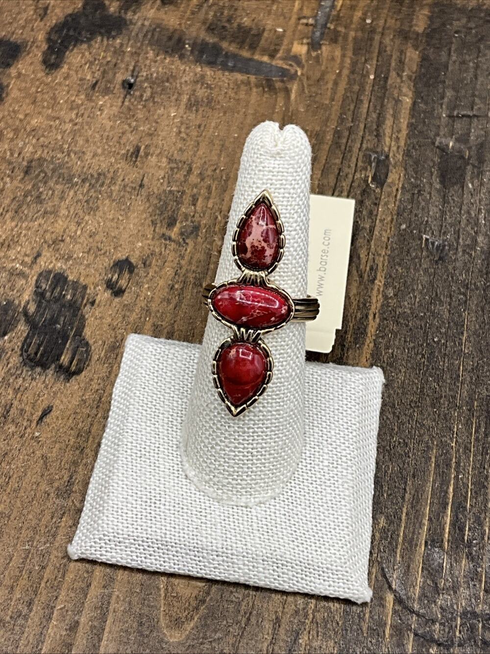 Barse Stone Trio Ring- Red Jasper- Bronze- 7.75- NWT